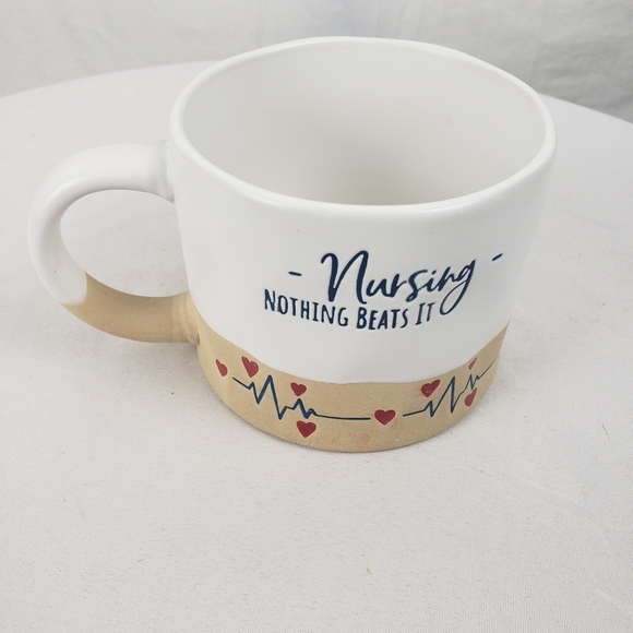 NWT "Nursing, Nothing Beats It" White and Tan Mug - Picture 4 of 6